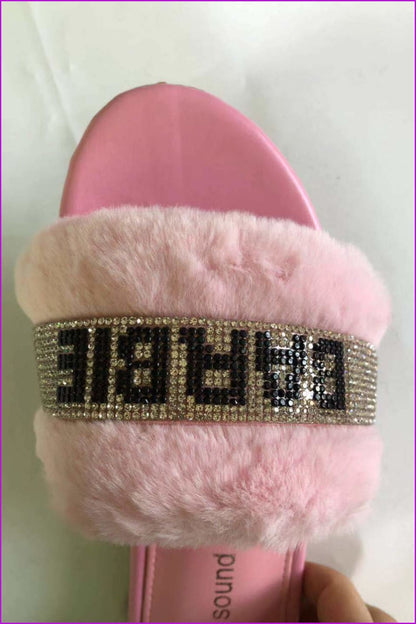 Crystal Diamonds Fur Slippers F391 - Furdela