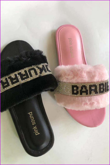 Crystal Diamonds Fur Slippers F391 - Furdela