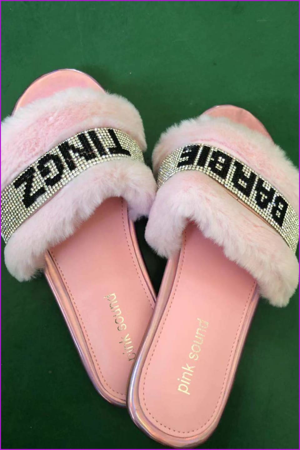 Crystal Diamonds Fur Slippers F391 - Furdela