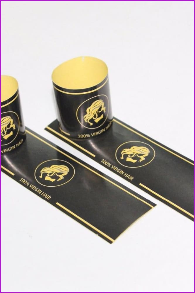 Custom Logo Virgin Human Hair Paper Bundle Wraps Self- adhesive stickers,Brand Name Hair - Furdela