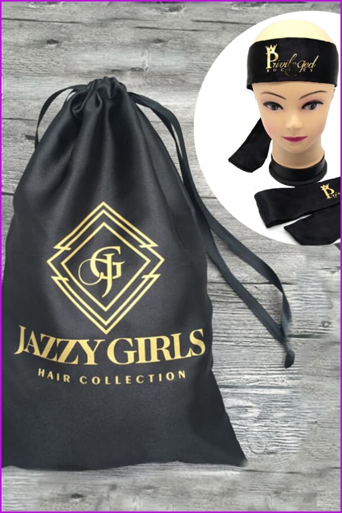 Custom Package Hair Satin Bag With Hair Edge Band Silk Satin Head Wrap Scarf Tie - Furdela