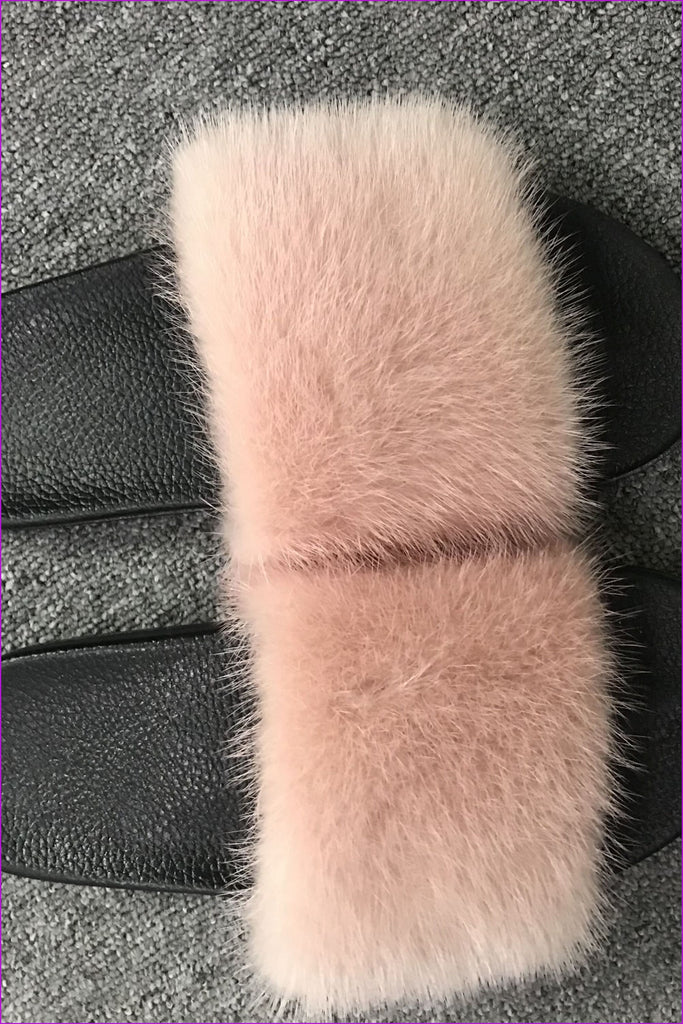Customized Colors and Initials Mink Fur Sliders F019 - Furdela Wholesale