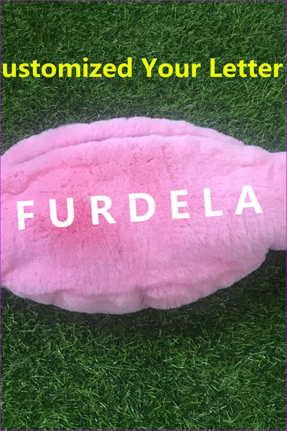 { Customized } High Quality Rex Rabbit Fur Fanny Pack F060 - Furdela Wholesale