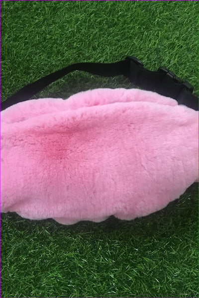 { Customized } High Quality Rex Rabbit Fur Fanny Pack F060 - Furdela Wholesale
