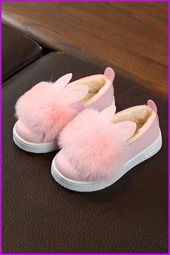 Cute Kids Toddler Rabbit Fur Fluffy Shoes - Furdela