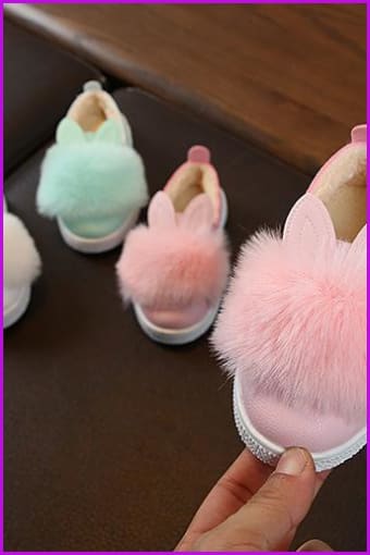 Cute Kids Toddler Rabbit Fur Fluffy Shoes - Furdela