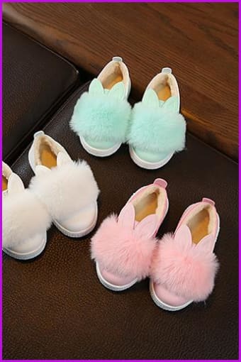 Cute Kids Toddler Rabbit Fur Fluffy Shoes - Furdela