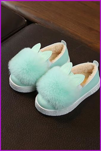 Cute Kids Toddler Rabbit Fur Fluffy Shoes - Furdela