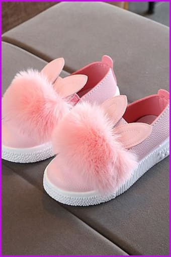 Cute Kids Toddler Rabbit Fur Fluffy Shoes - Furdela