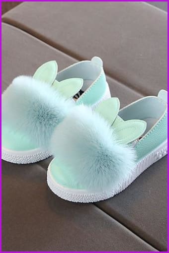 Cute Kids Toddler Rabbit Fur Fluffy Shoes - Furdela