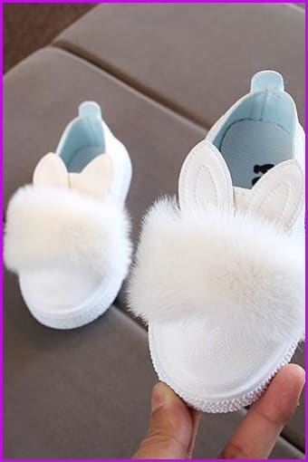 Cute Kids Toddler Rabbit Fur Fluffy Shoes - Furdela