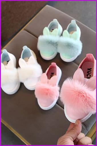 Cute Kids Toddler Rabbit Fur Fluffy Shoes - Furdela