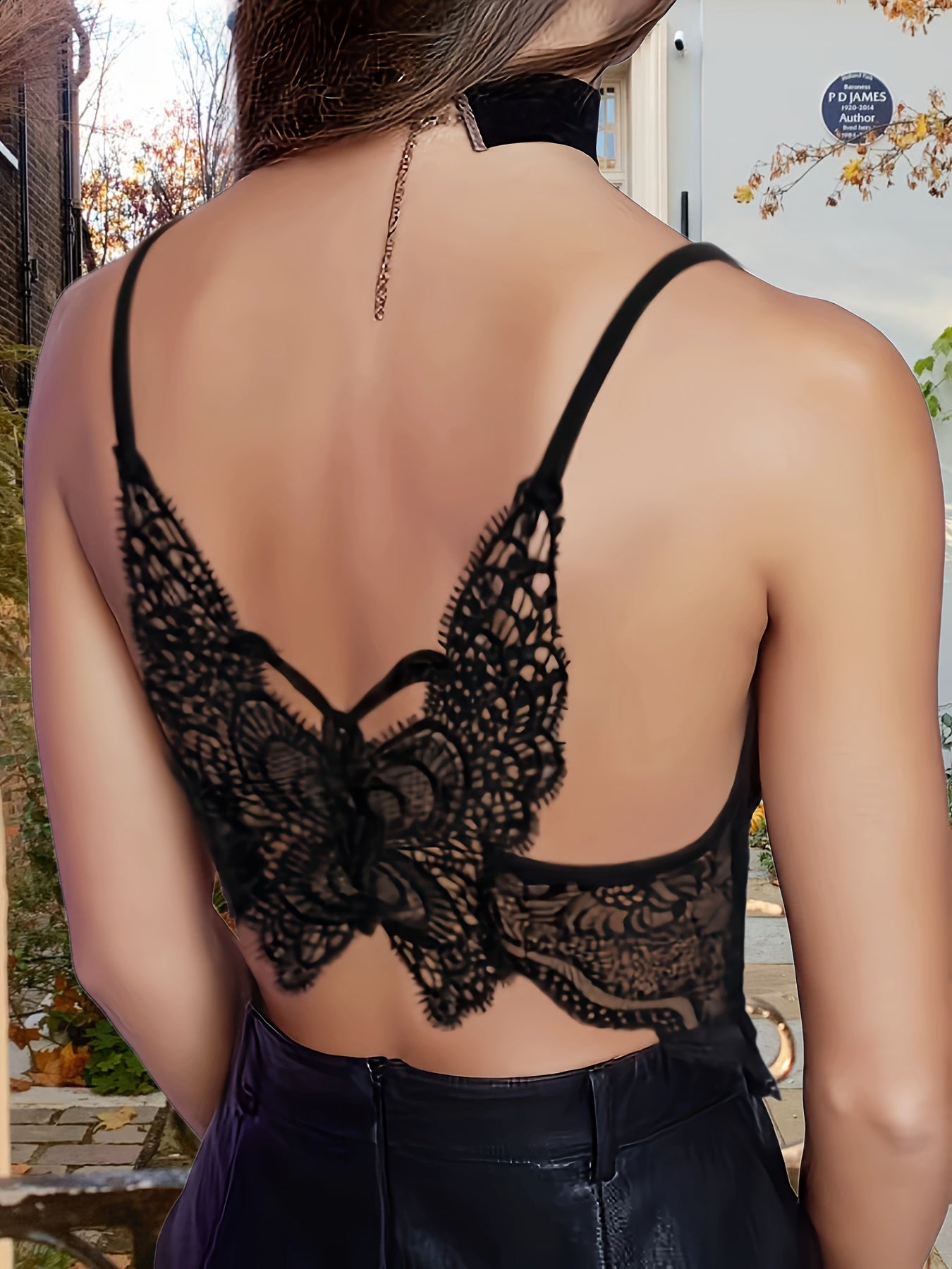 Butterfly Pattern Lace Cami Top KF4120 Furdela