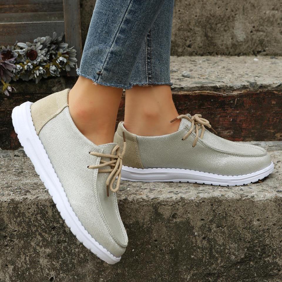 Women's Lace Up Round Toe Flat Loafers, Solid Color Low Top Non-slip Sneakers, Casual Walking Women Shoes SE1024