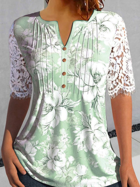 Chemise décontractée en jersey à fleurs QH85