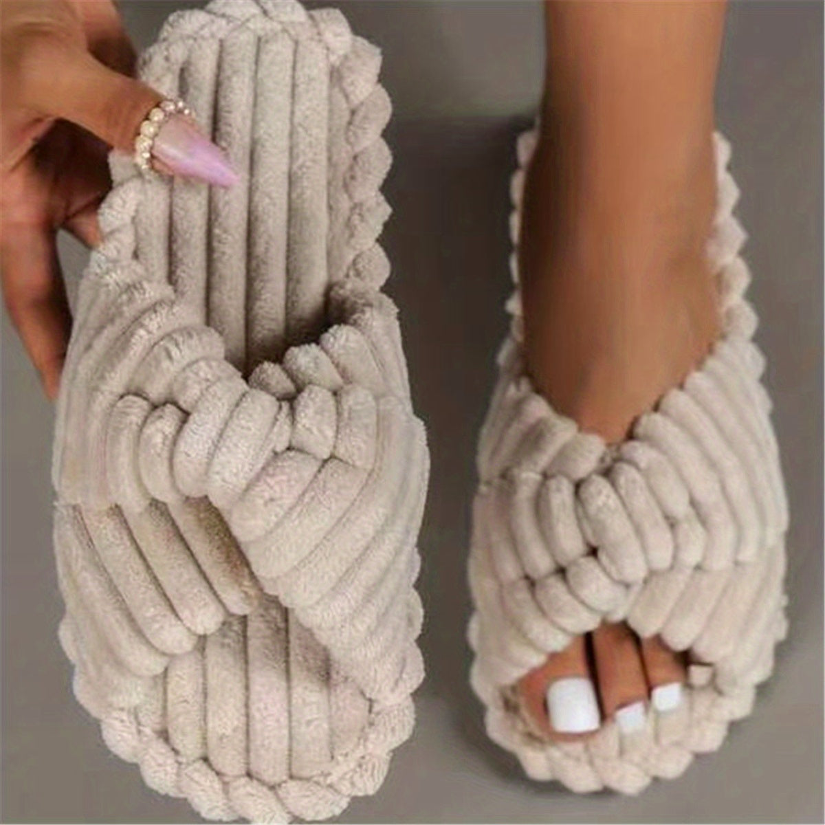 Women's Solid Color Home Slippers YT7412 Furdela