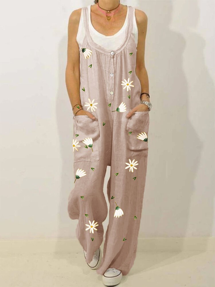 Casual vintage printed jumpsuit FE10016