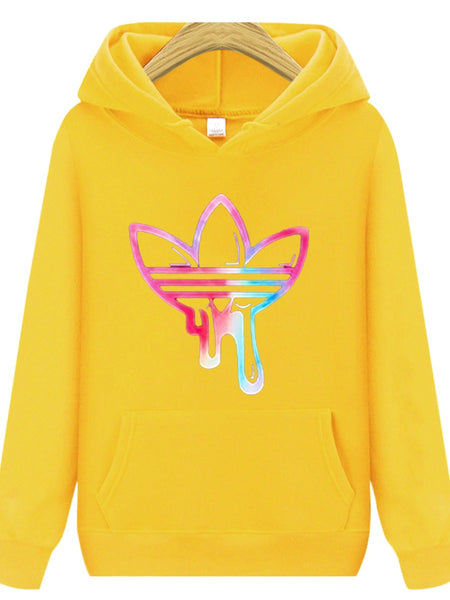 Plus Size Kangaroo Pocket Print Hoodie AR3085