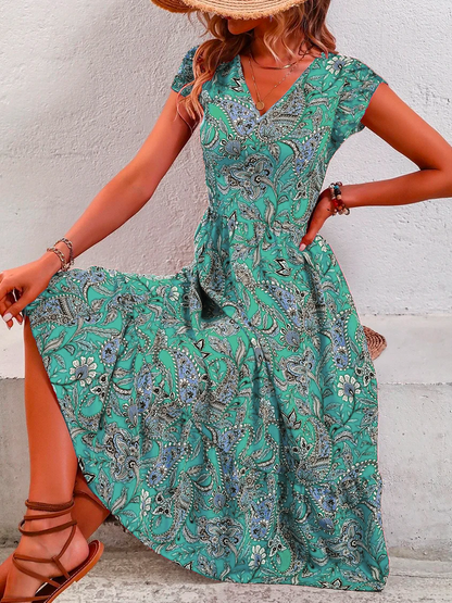 Vacation Paisley Printed Dress  WE101