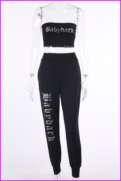 Diamond Y2K Two Piece Matching Set Crop Top Pants F1829 - Furdela