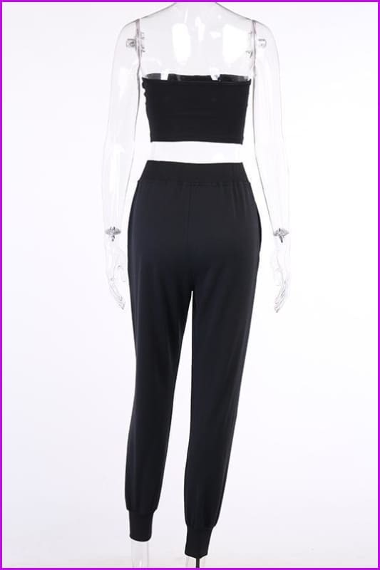 Diamond Y2K Two Piece Matching Set Crop Top Pants F1829 - Furdela