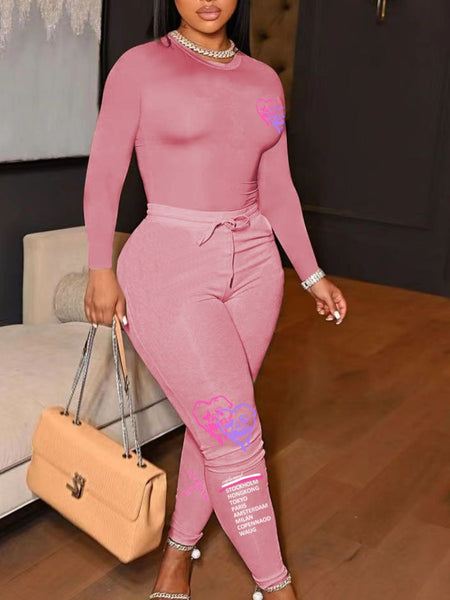 Plus Size Letter Print Zipper Design Skinny Jumpsuit AR5072