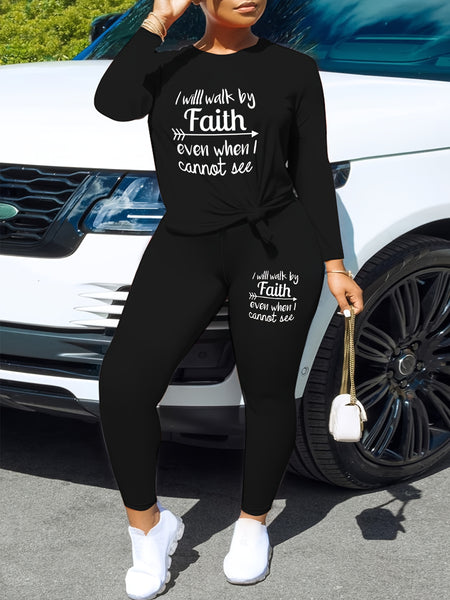 Letter Print Casual Two-piece Set TF8521 Furdela