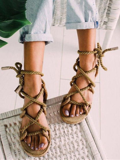 Vintage Rope Ankle Strap Sandals F3972