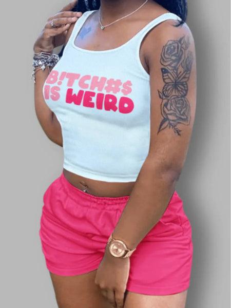 Letter Print Regular Fit Shorts Set AR5044