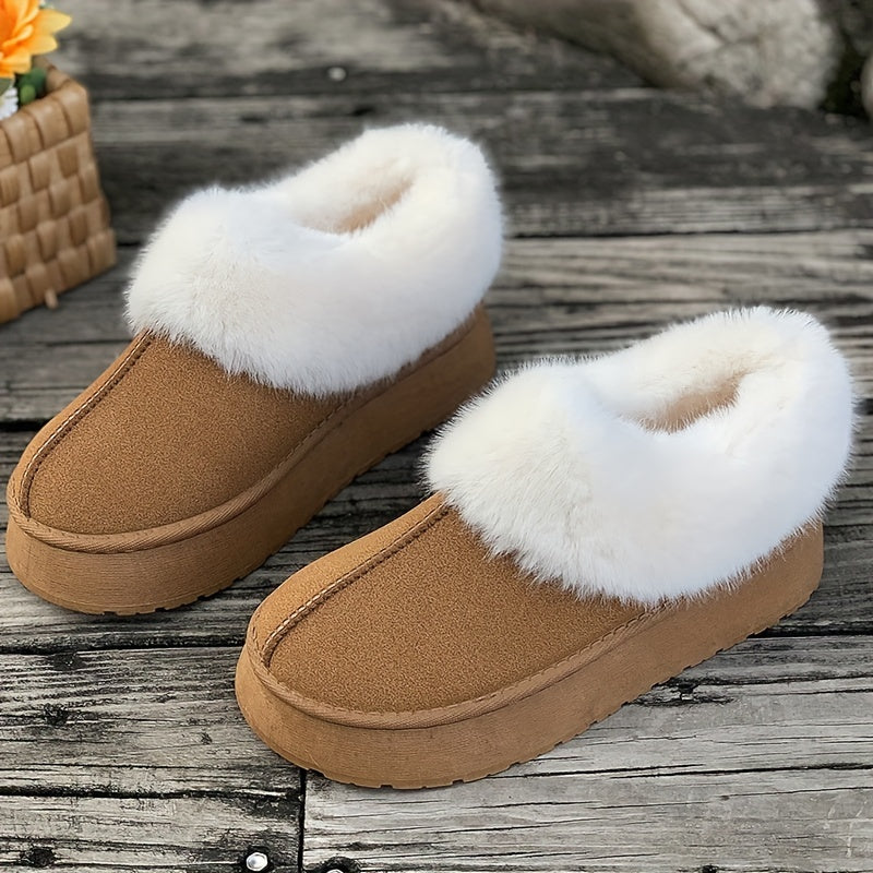 Fall Aesthetic Thermal Plush Lined Furry Snow Boots RG6710 Furdela