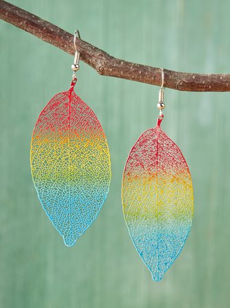 Boho Retro Ombre Leaf Earrings Vacation Style Beach Jewelry MMi38