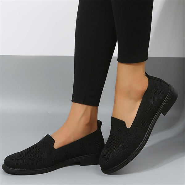 Women's Knit Breathable Mesh Sneakers, Solid Color Slip On Shoes, Women's Footwear SE1015