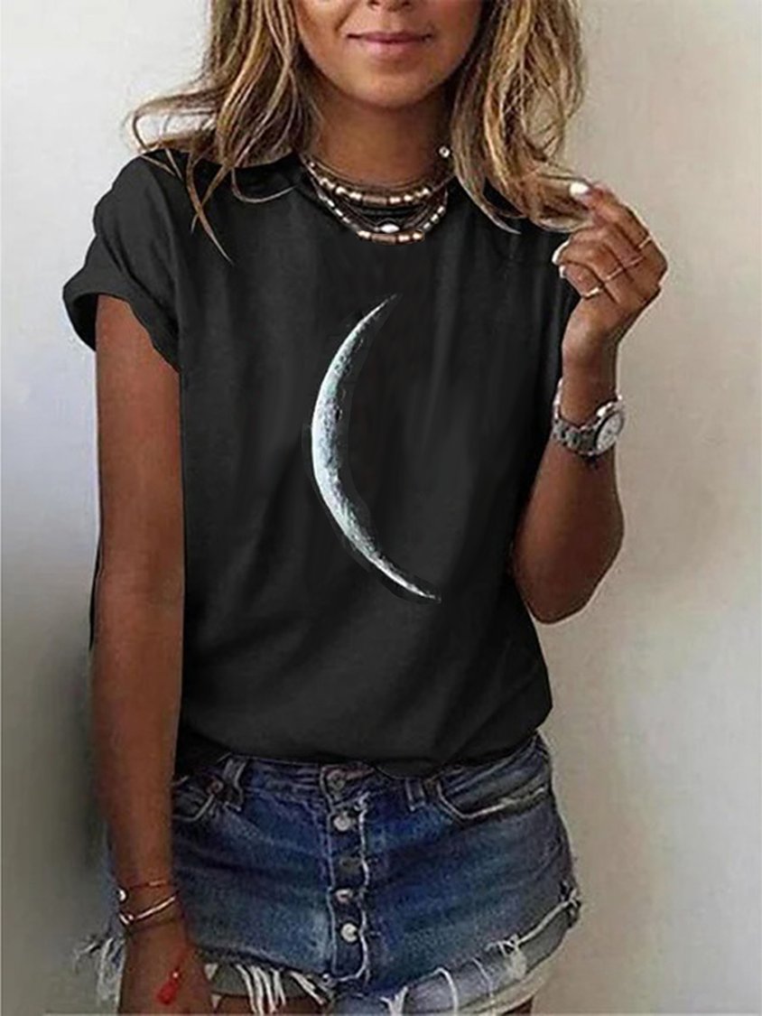 Star Printed Casual Short Sleeve Crew Neck Casual T-shirt QAL34