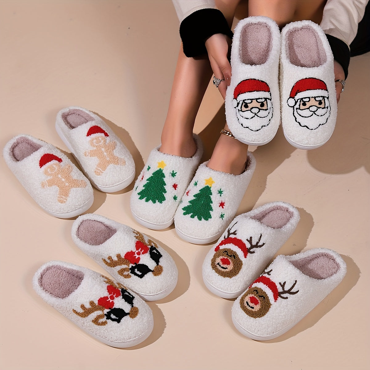 Christmas Tree Pattern Fuzzy Slippers DR6521 Furdela