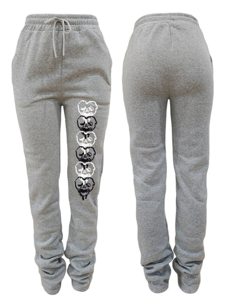 High Waist Heart Print Drawstring Sweatpants AC2040