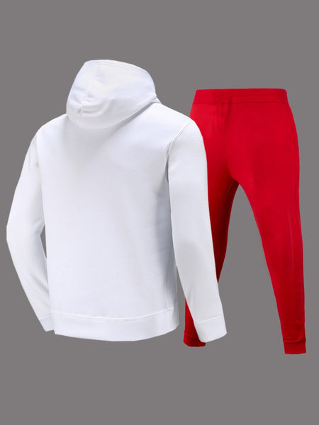 Figure Letter Print Kangaroo Pocket Tracksuit Set AR50124