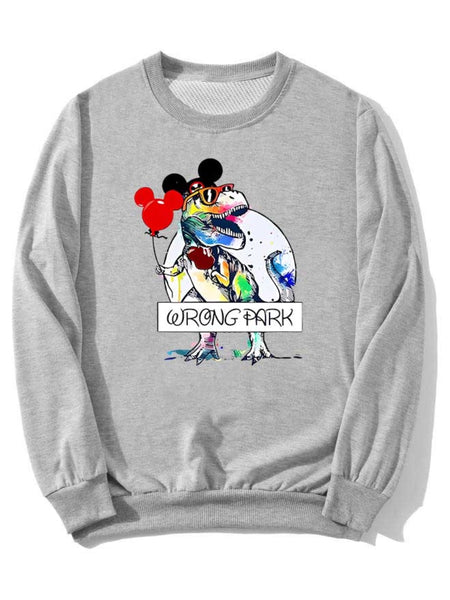 Plus Size Cartoon Letter Print Sweatshirt AT9035