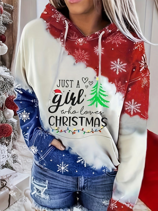 Christmas Tree Print Drawstring Hoodie LK9176 Furdela