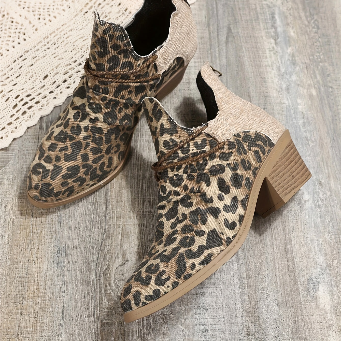 Women's Leopard Print Ankle Boots TJ8741 Furdela