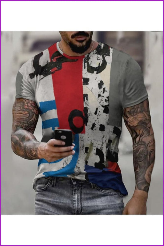 Easy Matching Contrast Color Short Sleeve Tee For Men - Furdela Wholesale