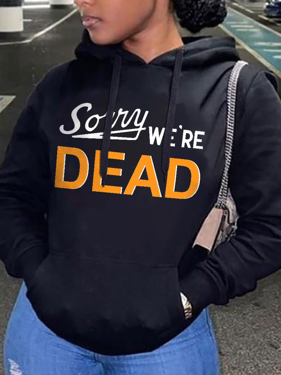 Letter Print Kangaroo Pocket Hoodie BO309