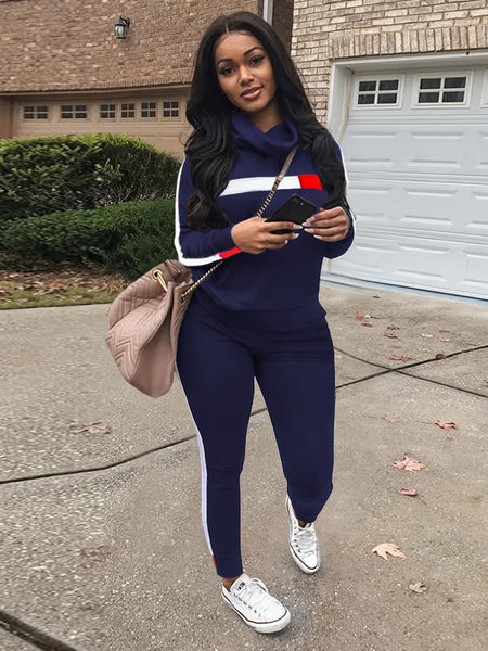 Striped Graphic 2 Piece Tracksuit Outfits LO7413 Furdela