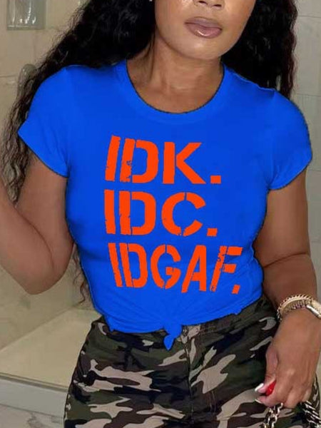 Round Neck Letter Print T-shirt AR503