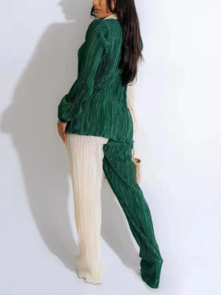 Ruched Patchwork Loose Pants Set BO1149