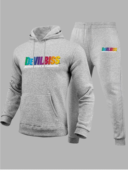 Men Gradient Letter Print Kangaroo Pocket Tracksuit Set BO50122 Furdela