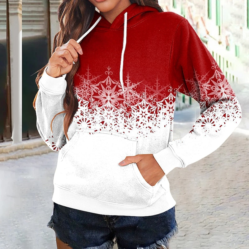 Women's Hoodie Sweatshirt Active Party red 01 Red 02 Pink Graphic Christmas Hoodie Long Sleeve S M L XL XXL 3XL PC96