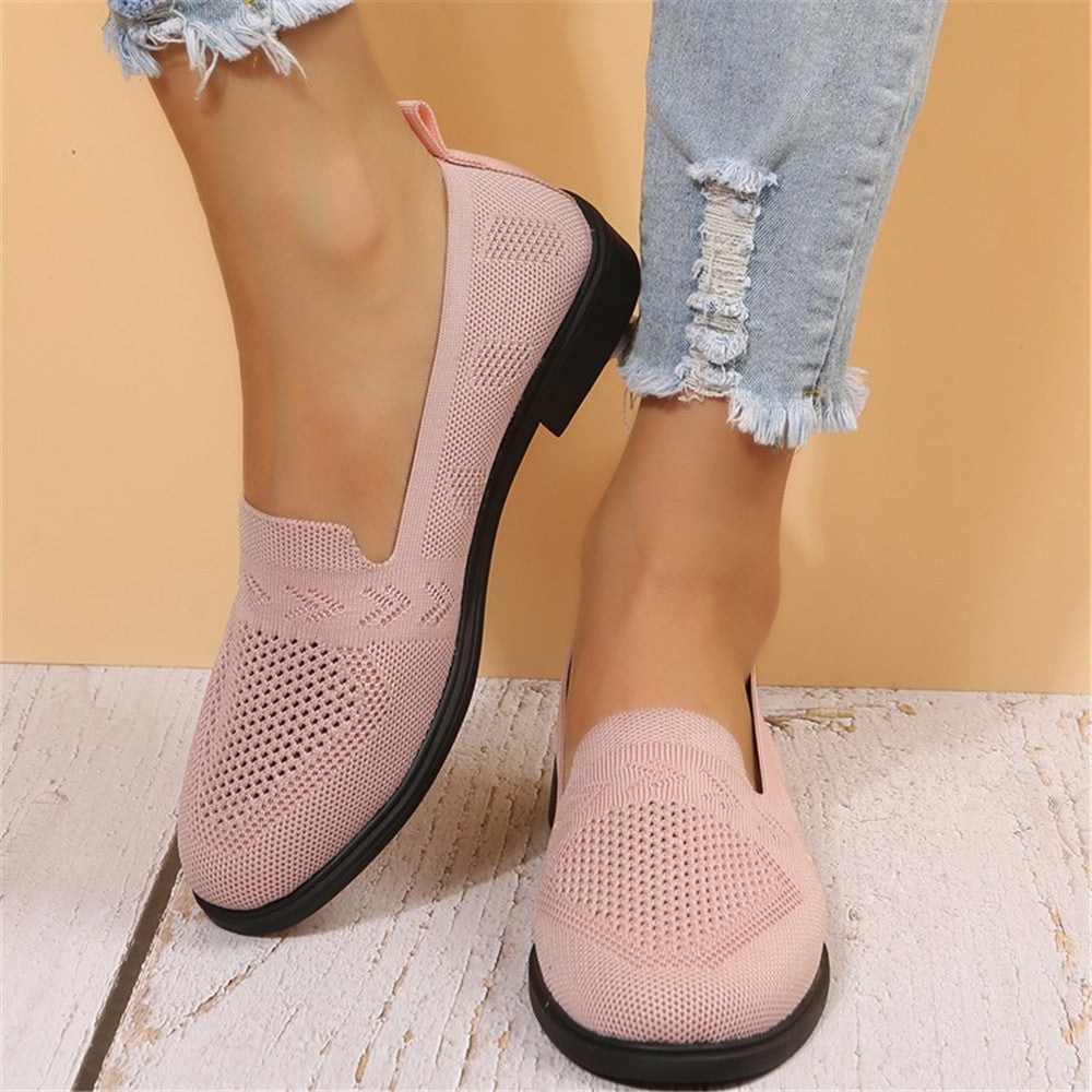 Women's Knit Breathable Mesh Sneakers, Solid Color Slip On Shoes, Women's Footwear SE1015