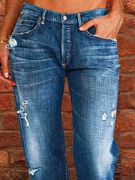 Loose Plain Casual Denim Jeans  QK95