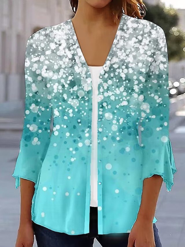 V Neck Loose Polka Dots Casual Shirt  WS81