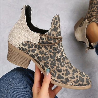 Women's Leopard Print Ankle Boots TJ8741 Furdela